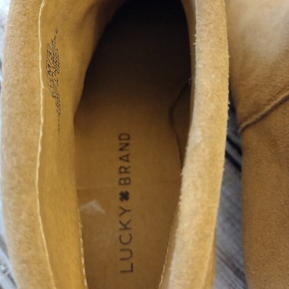 Lucky Brand NWOT Tan Suede Zakina Cuffed Fringe Ankle Boots Cowgirl Western Boho - Picture 7 of 13